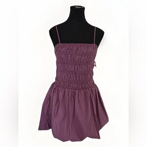 Open Edit Dress Womens Medium Purple Smocked Bubble Hem Mini Spaghetti Strap NWT